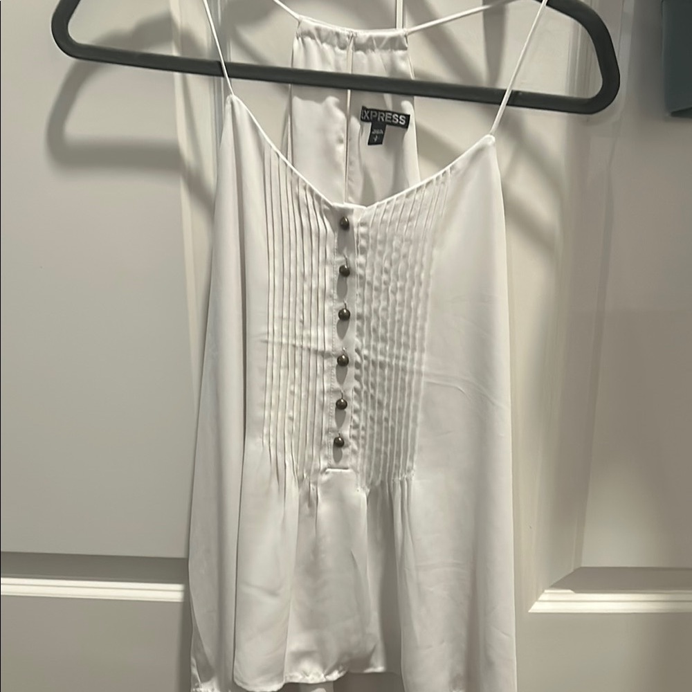 Express White Smocked Buttoned Camisole